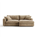 Trzyosobowa sofa beżowa ze sztruksu poliestrowego 230 x 95 x 85 cm