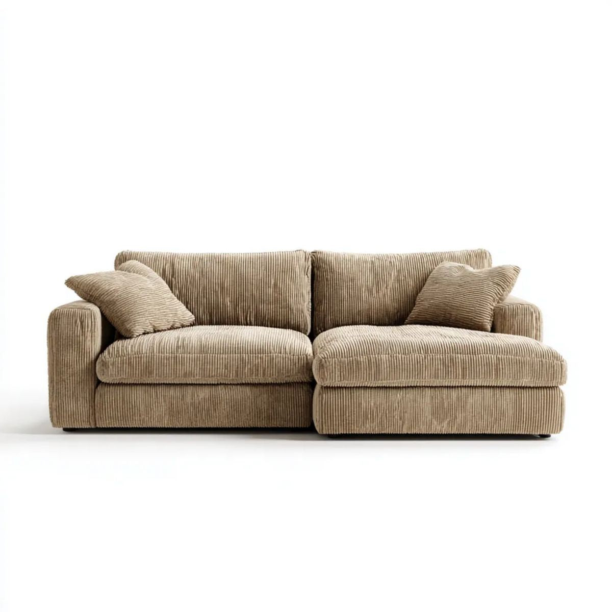 Trzyosobowa sofa beżowa ze sztruksu poliestrowego 230 x 95 x 85 cm