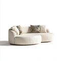 Kremowa sofa trzyosobowa z poliestru, owalna, 250 × 105 × 72 cm