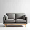 Szara sofa dwuosobowa z tapicerką poliestrową i drewnianymi nogami, 160 × 85 × 85 cm