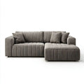 Prawostronna sofa narożna z szezlongiem, szara, sztruks poliestrowy, 250 × 160 × 80 cm