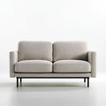 Sofa dwuosobowa szarobeżowa z tapicerką poliestrową i metalowymi nogami, 145 x 82 x 82 cm