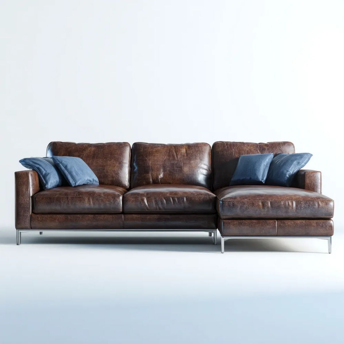 Prawostronna sofa narożna z ekoskóry brązowa 280 x 165 x 85 cm