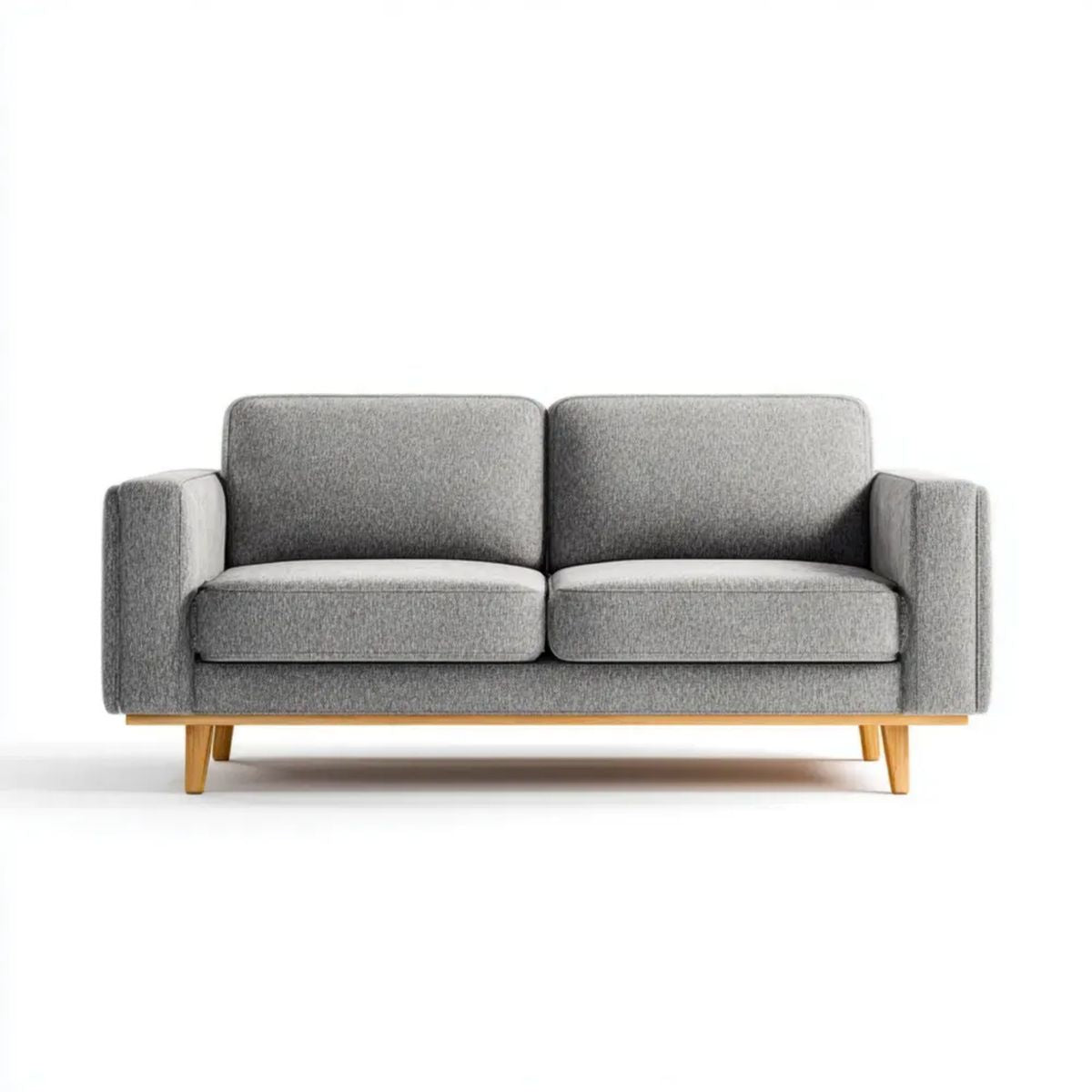 Szara sofa dwuosobowa z tapicerką poliestrową 160 × 85 × 82 cm