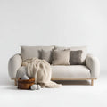 Kremowa sofa 2-osobowa z tapicerką poliestrową, 180 × 90 × 78 cm