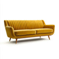 Prosta sofa trzyosobowa z weluru musztardowa 210 x 85 x 88 cm