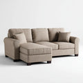 Lewostronna sofa narożna z szezlongiem z poliestru sztruksowego, taupe, 250 × 160 × 88 cm