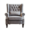Fotel uszak Chesterfield z aksamitu poliestrowego, szary, 90 x 85 x 110 cm