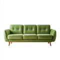 Trzyosobowa sofa z zielonego aksamitu poliestrowego z drewnianymi nogami 210 x 85 x 85 cm